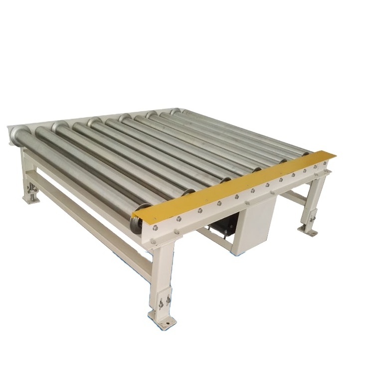 Automatic Heavy load pallet conveyor roller Gravity steel pallet roller conveyor with  90 degree turntable