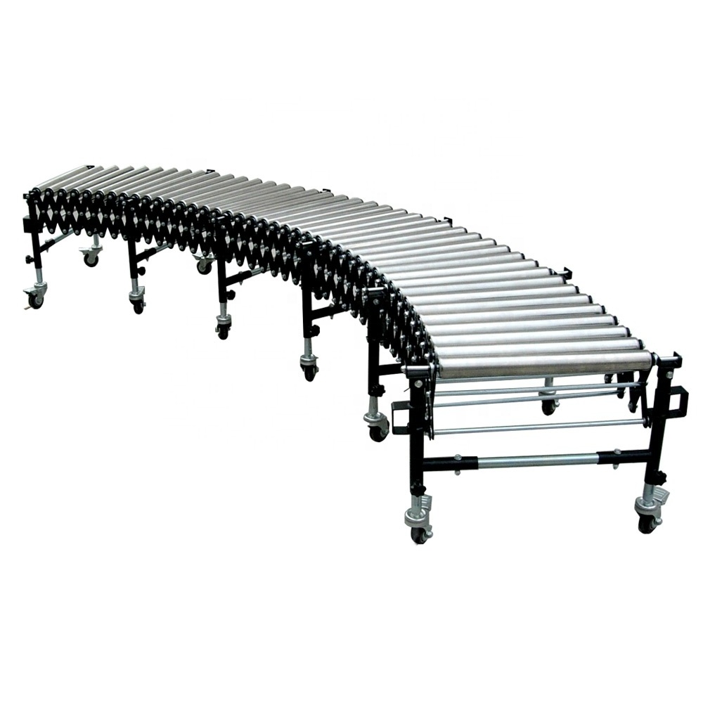 Mobile Flexible Gravity Automated Plastic Adjustable Telescopic / Expandable Roller Conveyor Machinery Systems