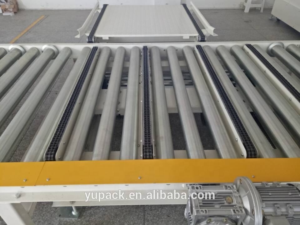 Automatic Heavy load pallet conveyor roller Gravity steel pallet roller conveyor with  90 degree turntable