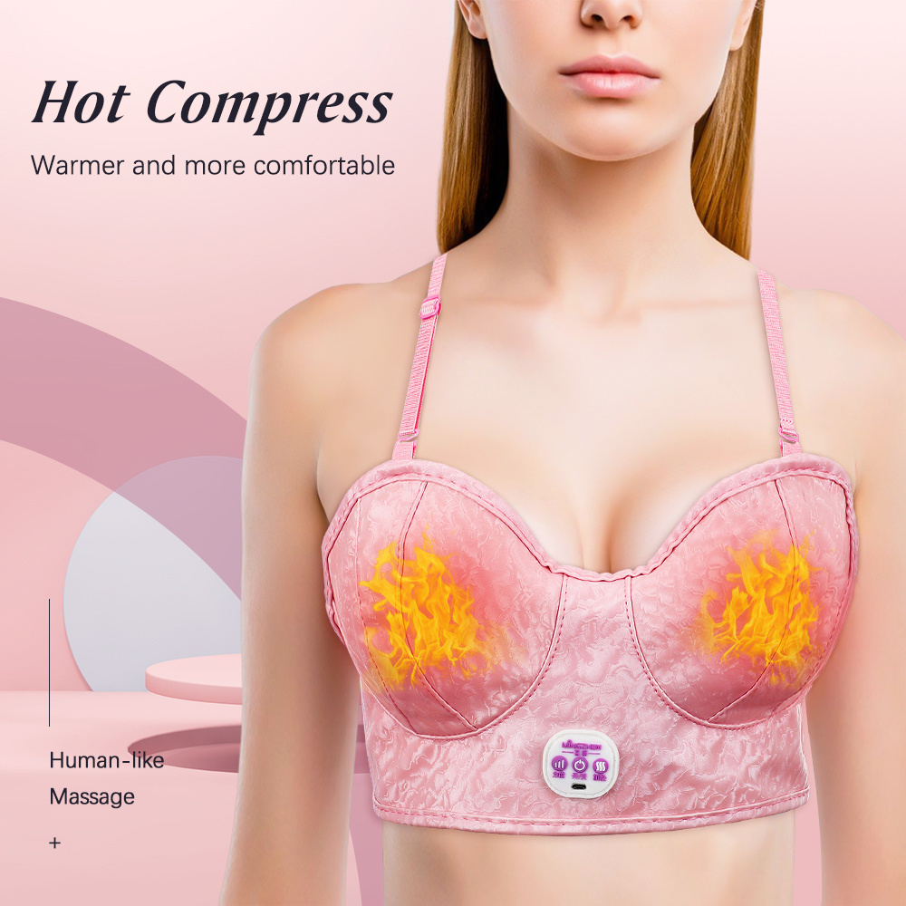 Wireless Electric Hot Compress Vibration Chest Massage Bra Breast Massager