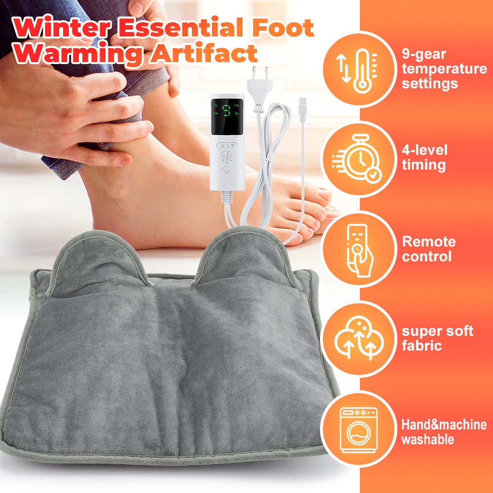 Remote Control Adjustable Temperature Heated Feet Pad Winter Electric Foot Warmer for Home Office