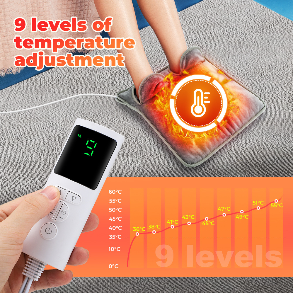 Remote Control Adjustable Temperature Heated Feet Pad Winter Electric Foot Warmer for Home Office