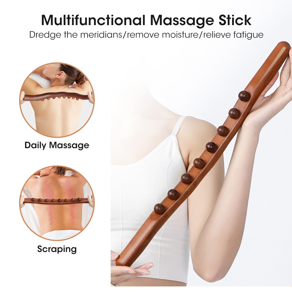 SPA Therapy Tool Wooden Scraping Back Massage Roller Body Gua Sha Wood Massage Stick