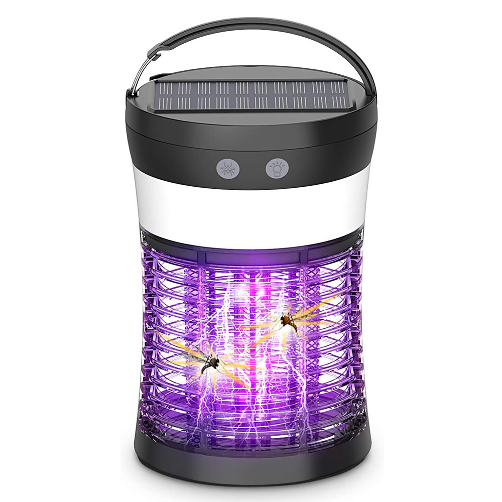 2 in 1 Rechargeable Battery Electric Bug Zapper Portable Outdoor Solar Mosquito Killing Lamp