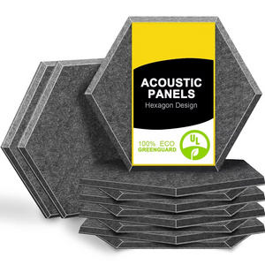 12 Pack Self-adhesive Hexagon Polyester Fiber Sound-Absorbing Panel Pet Felt Sound proof Wall Panels Acoustic Panels