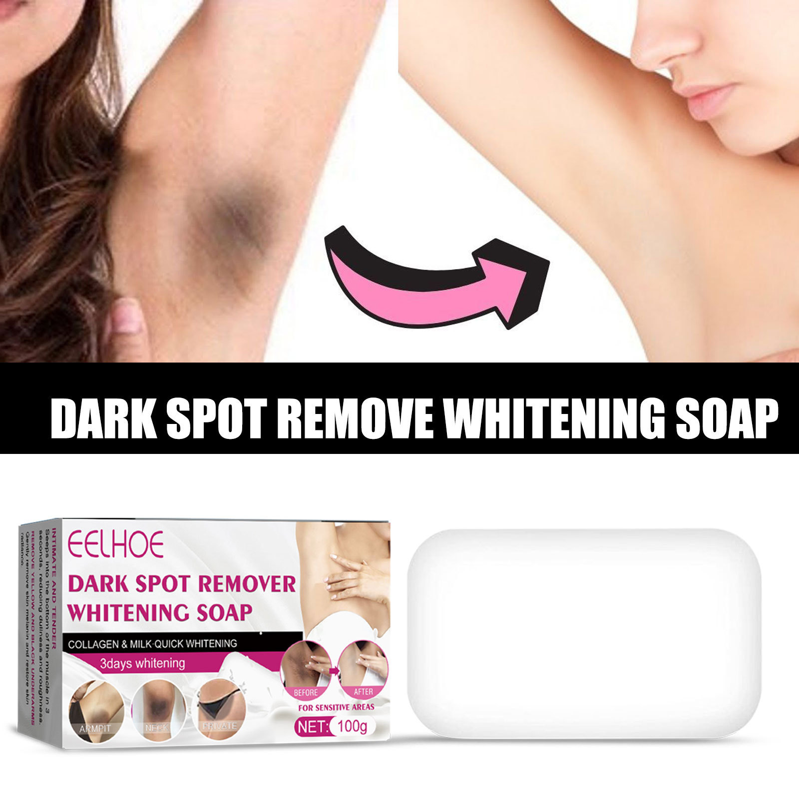 RTS Wholesale Private Parts Whitening Soap Underarm Armpit Whitening Soap Legs Knees Dark Spot Remover Handmade Body White Soap