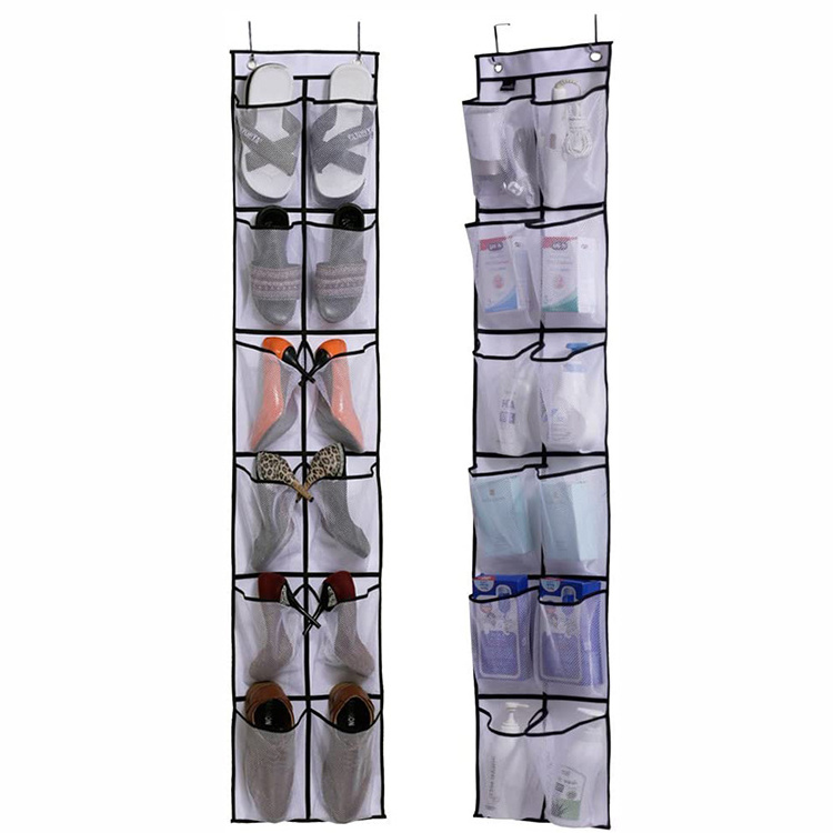 24 Pockets 12 Large Pockets Clear Over Door Hanging Shoe Organizer