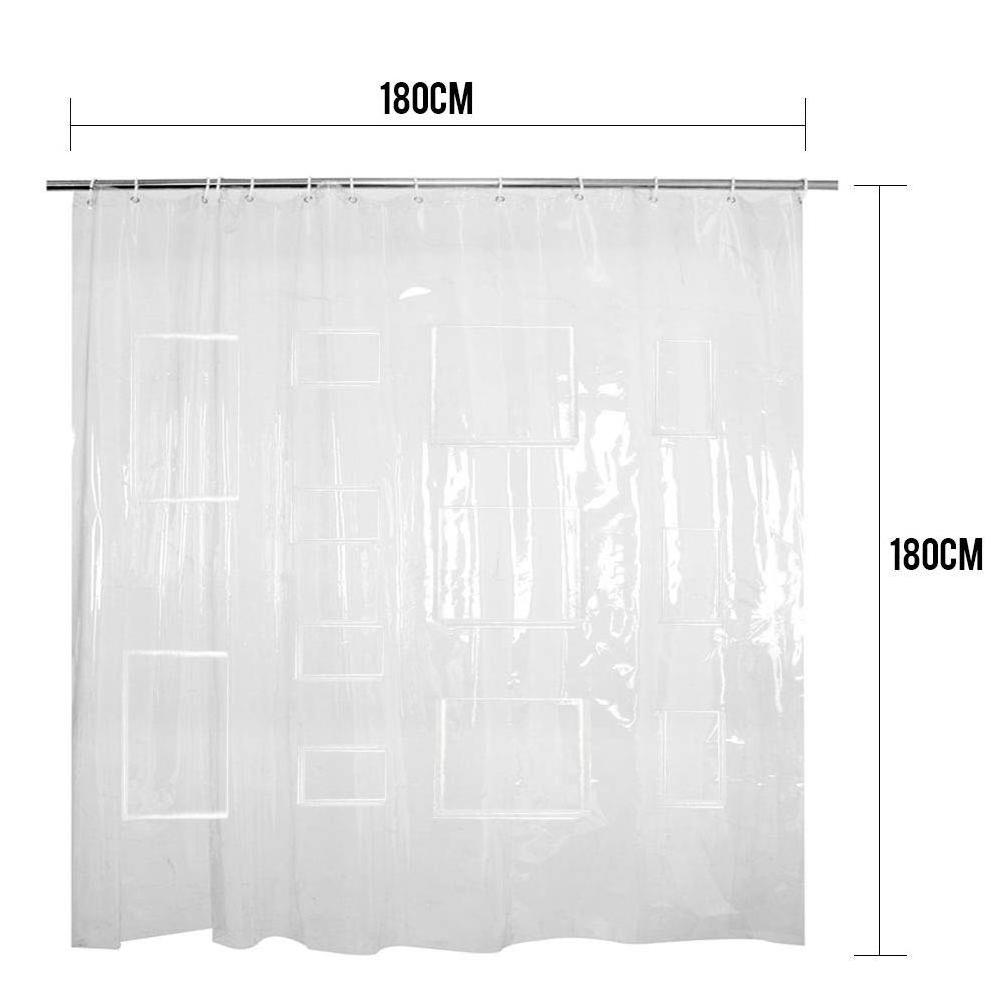 PEVA Vinyl Curtains Bathroom Decoration Waterproof Clear Shower Curtain Liner with 9/12 Pockets