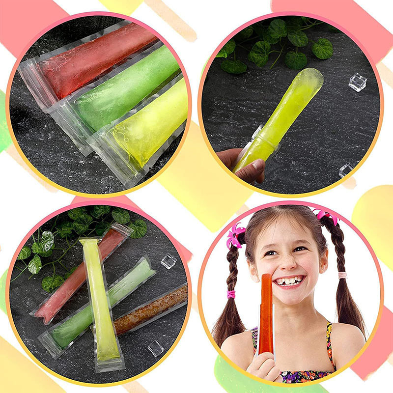 Wholesale Food Grade Funnel Resealable Transparent Plastic Zip Lock Ice Popsicle Tubes Homemade Storage Bag For Diy Ice Pop