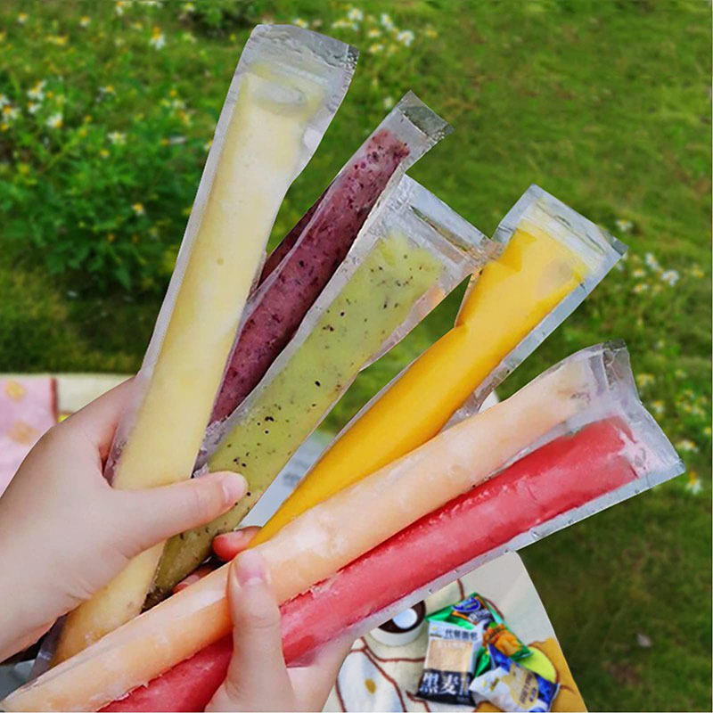 Wholesale Food Grade Funnel Resealable Transparent Plastic Zip Lock Ice Popsicle Tubes Homemade Storage Bag For Diy Ice Pop