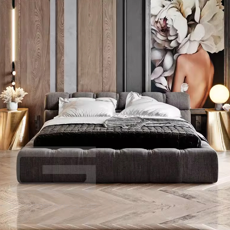 Foshan Italian brand luxury design bedroom bed set furniture, high end Italian modern bed