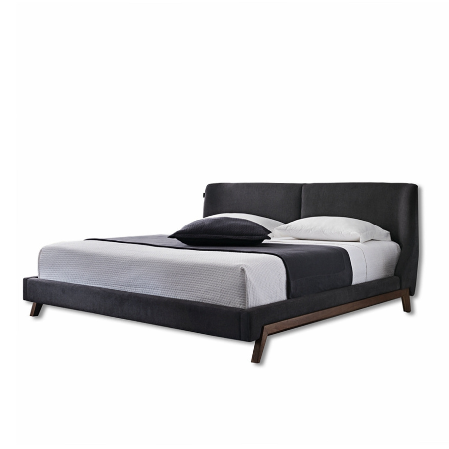 Modern Luxury style Furniture Hotel Bedroom Dark Grey Double Bed King Size Bed