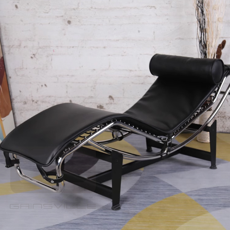 Modern Living Room Furniture Bedroom Office Home Hotel Stainless Steel Recliner Chaise Genuine Leather Lounge Chair