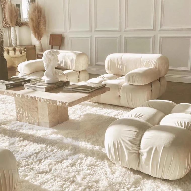 Gainsville lounge suite modern luxury white suede sofa set furniture for living room custom wholesale factory