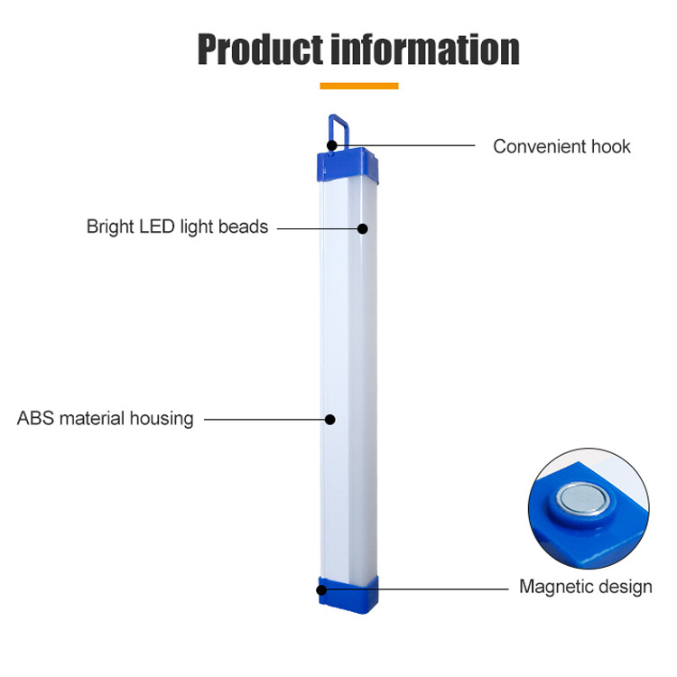 Portable Third Gear Dimming Mode IP44 Waterproof 60W Repair Camping LED Tube Lighting Emergency Lights