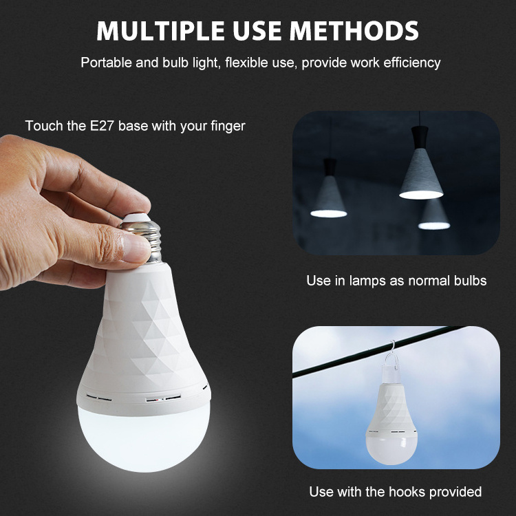 Multiple Modes Of Use 7W 9W 12W 15W Strong Practicality Light And Portable LED Rechargeable Emergency Bulbs