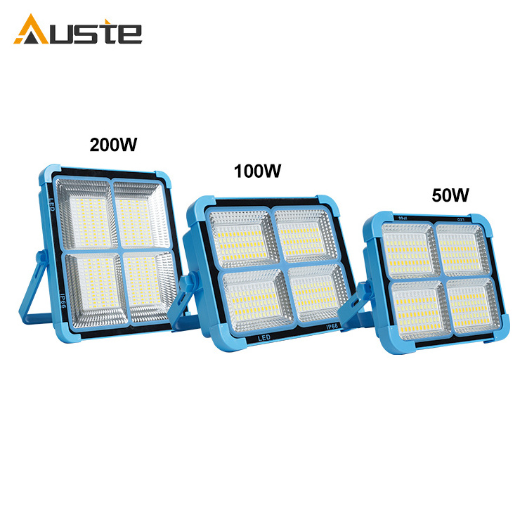 IP66 Waterproof Design High Power 50W 100W 200W Outdoor Lighting Flood Light Solar Camping Emergency Lights