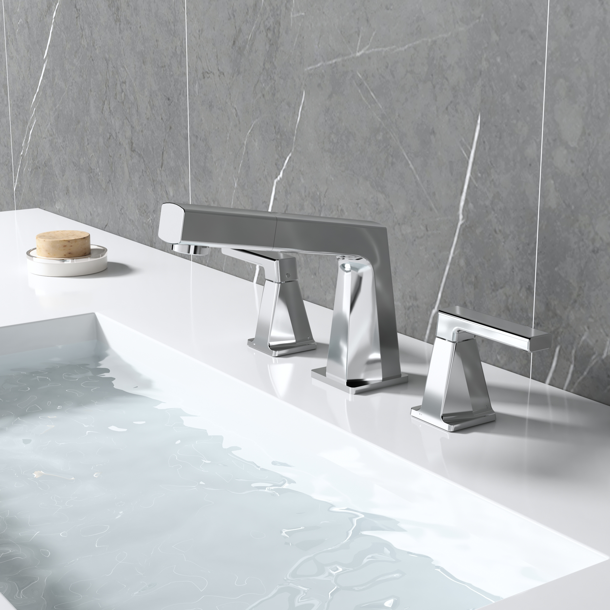 Pull down basin taps 3 holes sink taps bathroom basin mixer waterfall tap bathroom faucets for sink 3 holes