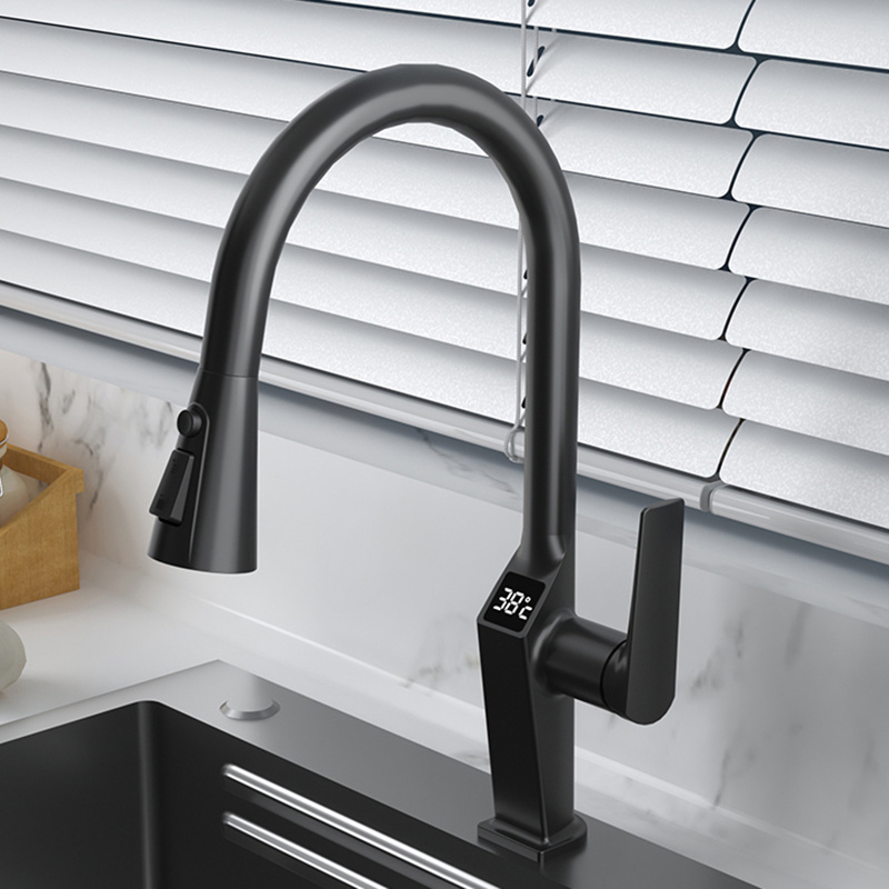 Digital Display kitchen sink faucet with pull down sprayer antique kitchen taps kitchen sink faucet