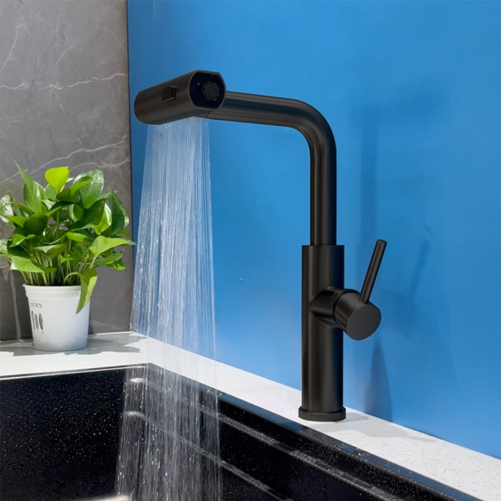 New Design pull out kitchen faucet gold black color waterfall faucet sink kitchen faucets