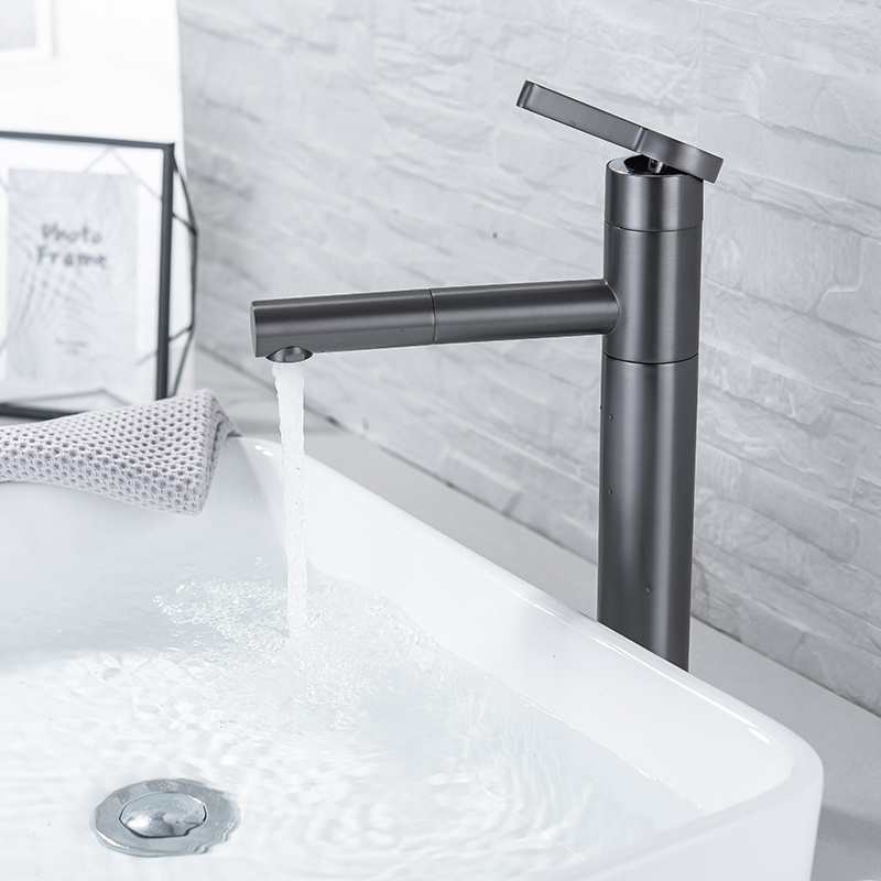 Hot sale Multi-functional Pull down faucet swan antique wine single-lever hot and cold bathroom basin faucet