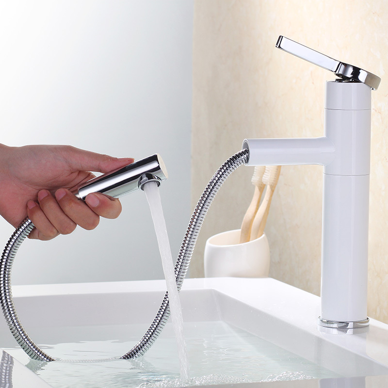 Austler brushed bathroom faucet with pull down sprayer bathroom faucet wall mounted basin tap mixer faucet