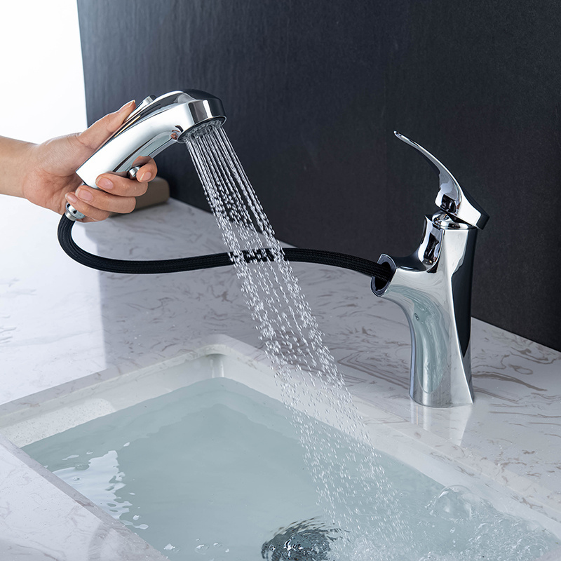 Austler brushed bathroom faucet with pull down sprayer wash basin taps mixer luxury basin faucet sink taps bathroom basin mixer