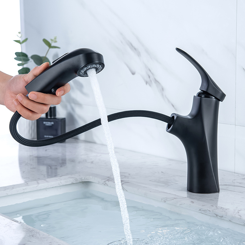 Austler brushed bathroom faucet with pull down sprayer wash basin taps mixer luxury basin faucet sink taps bathroom basin mixer