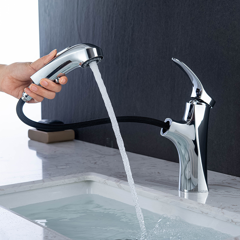 Austler brushed bathroom faucet with pull down sprayer wash basin taps mixer luxury basin faucet sink taps bathroom basin mixer