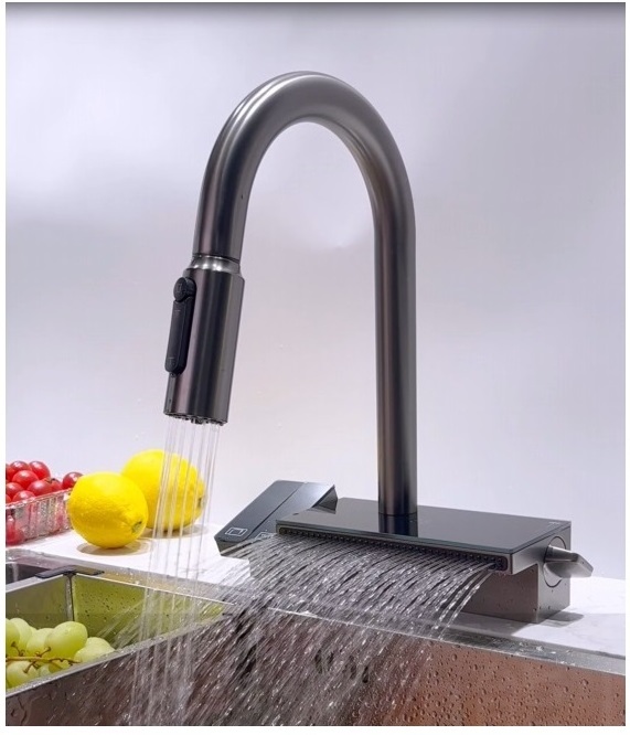 Kitchen Sink Waterfall Faucet Pullout Water Tap Kitchen Sink White Waterfall Faucet kitchen mixer faucet