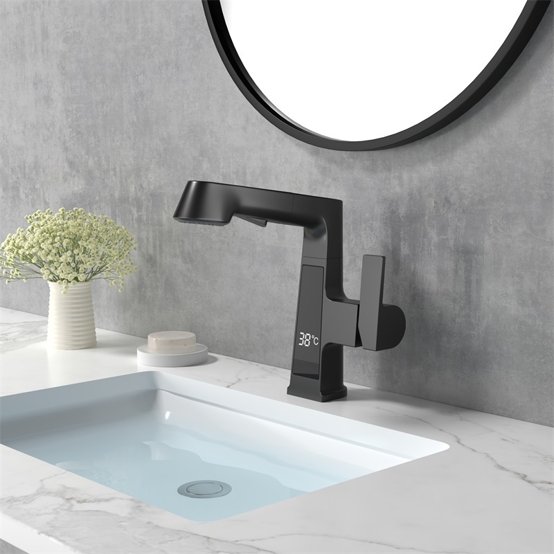 Digital Matte Black Animal Bathroom Faucet Hot Sale Hot Cold Bathroom Wash Unique Single Basin Faucet Modern Bathroom Mixer