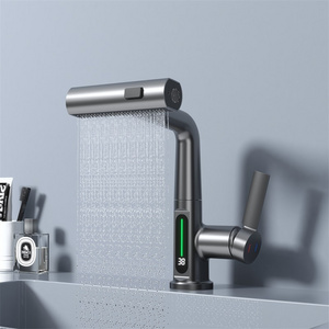 Smart Digital Display Waterfall Extend Pull Out Luxury Bathroom Sets Smart Faucets