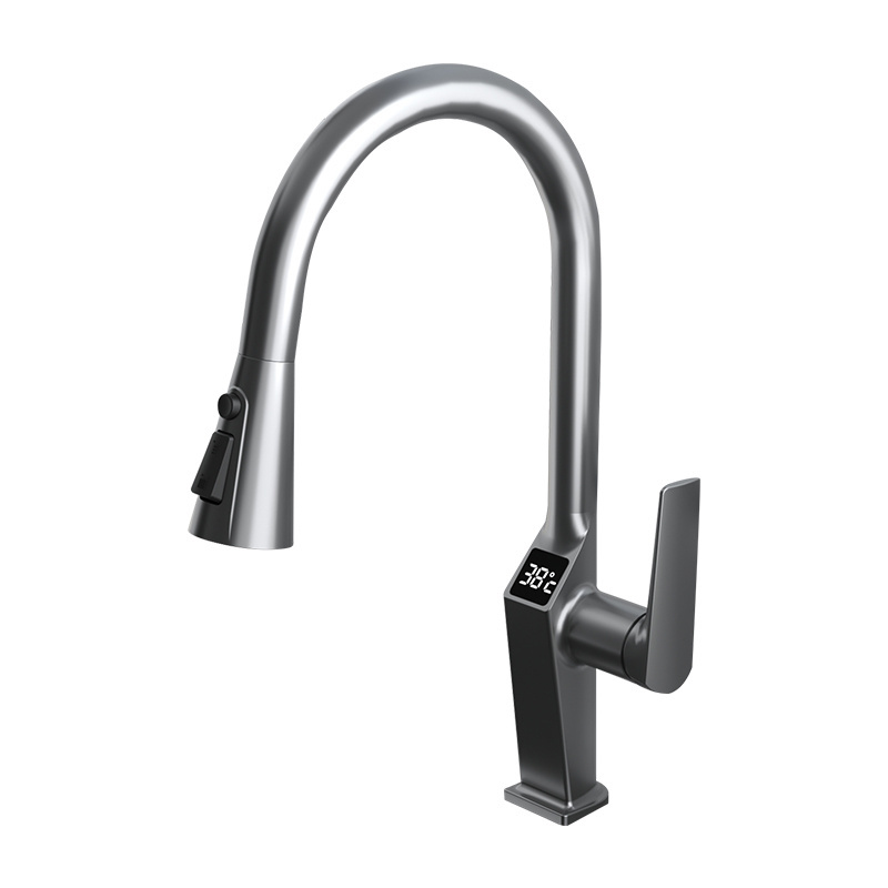 New Design digital display kitchen pull out faucet washbasin faucet external hand shower sink shower kitchen faucet pull out