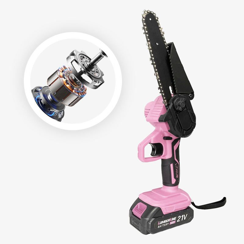 Factory Sale 6 Inch Chinese Electric Cordless 21V Lithium Battery Pink Chainsaw