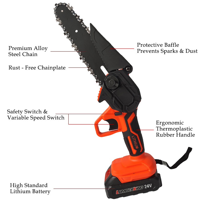 6 inch Battery lithium Hand Chainsaw Portable Cordless Mini Electric Chain saw