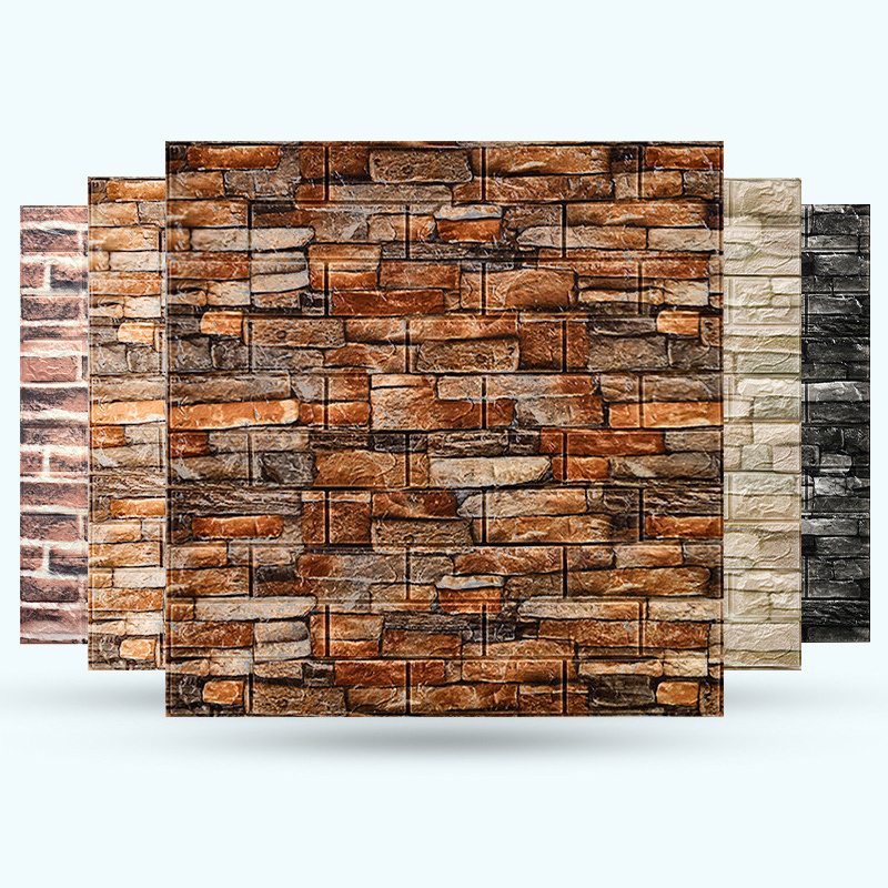 High quality designer decorative sticker papel tapiz self adhesive home brick wall paper panel pared 3d pe foam wallpaper