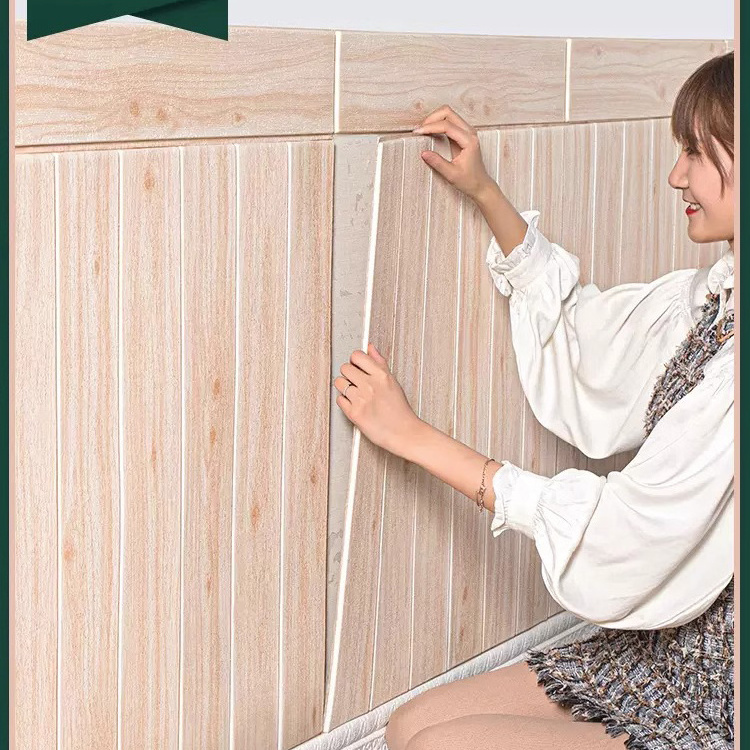 2023 promotion Wall Panel Decoration Peel and Stick wall foam plate for Decor wood grain 3d PE Foam wall sticker