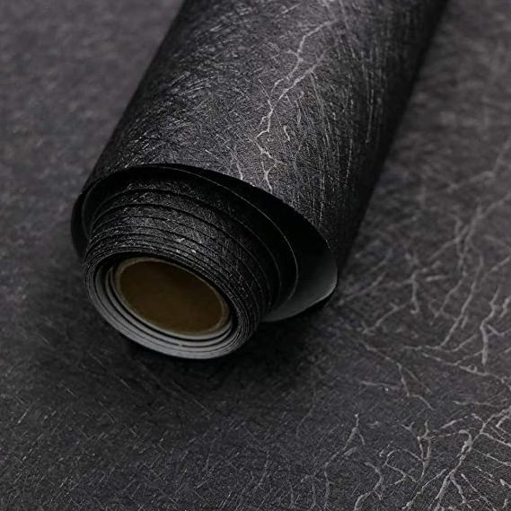 61cm*10m 3D Silk Embossed Black Wallpaper  For Wall Decor Textured Contact Paper Peel and Stick Self Adhesive Vinyl Wallpaper