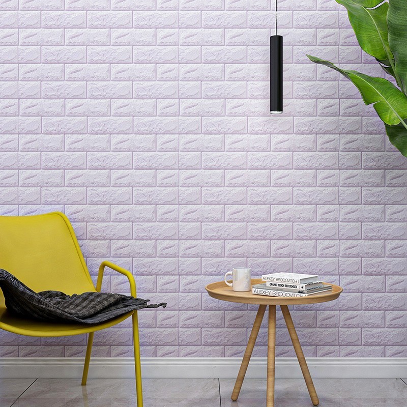 White Faux Foam Brick Wall Panels Peel and Stick Waterproof for Bedroom Living Room and Laundry Decor 3D Brick Wallpaper