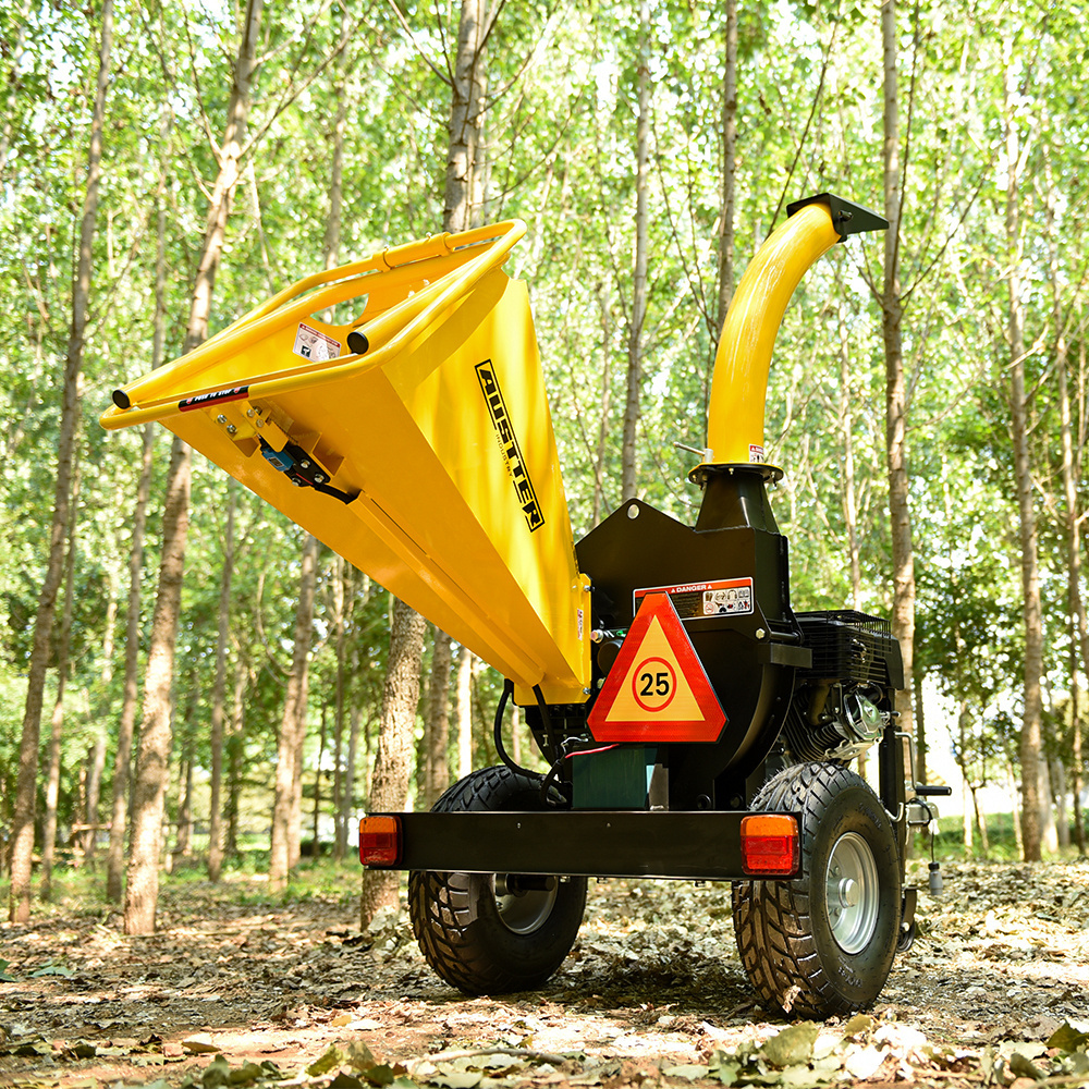 Austter 15HP drum Wood Chipper Shredder Machine With 15HP Gasoline Engine tree branch 120mm wood chipper in factory price