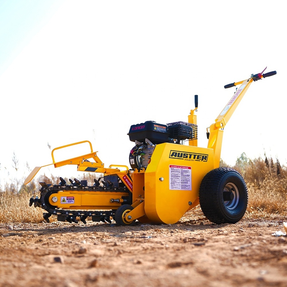 AUSTTER Wholesale 7hp Max 450mm Trench Depth Trencher Petrol Powered Mini Trenchern Petrol Powered Mini Trencher with CE