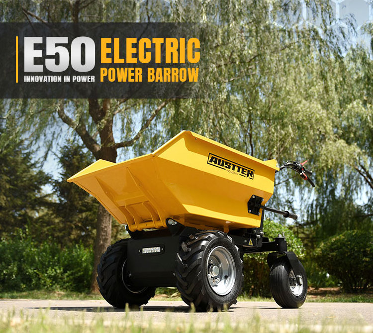 AUSTTER CE Approved 500kg Load Battery Power Motor Wheelbarrow 4 Wheel Electrical Truck Mini Site Dumper Electric Barrow