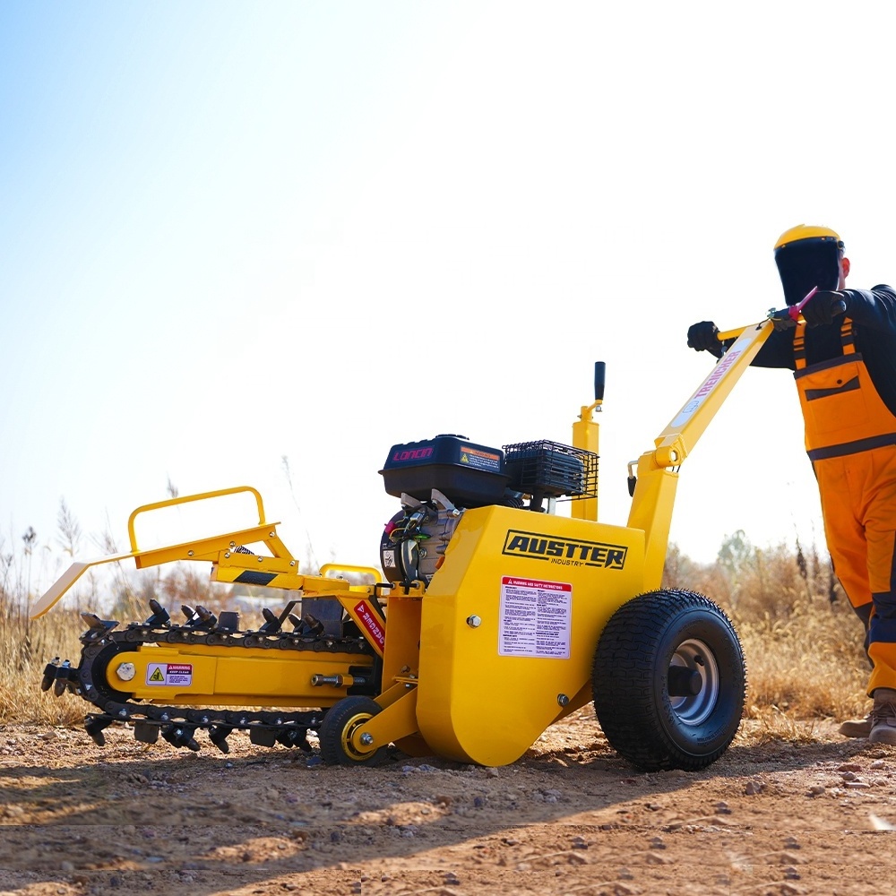 AUSTTER Wholesale 7hp Max 450mm Trench Depth Trencher Petrol Powered Mini Trenchern Petrol Powered Mini Trencher with CE