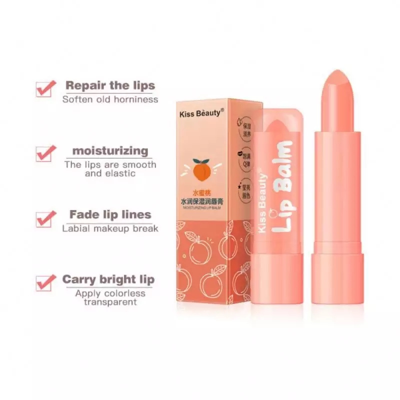 Cute Fruit Moisturizing Chapstick Lip Repair Balm Private Label Kiss Beauty Peach Lip Balm