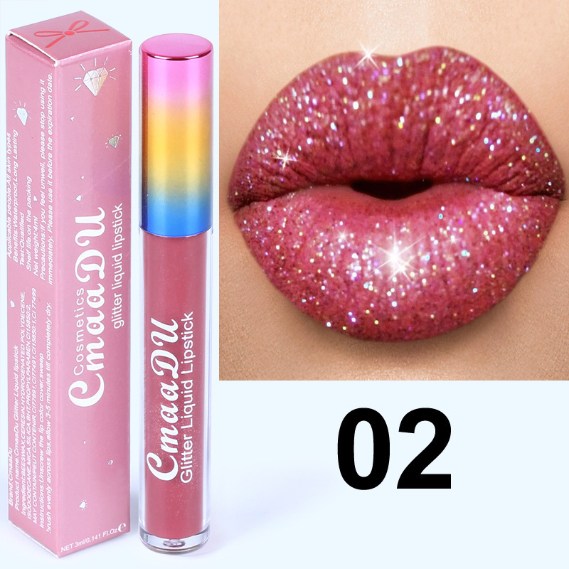 Hot Selling Matte Liquid Lipstick Long Lasting Diamond Glossy Waterproof Metallic Glitter Lip Gloss