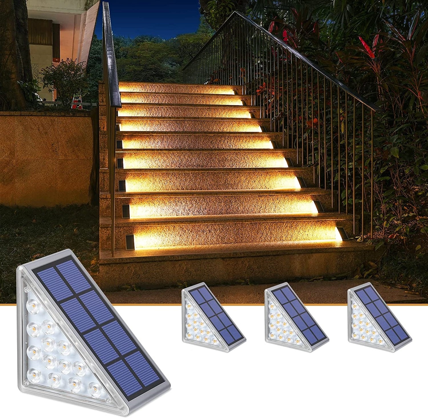 OEM ODM Solar Powered LED Step Light with Motion Sensor Exterior Stair Lamp Auto on Off Deck Sidewark Solar Step Lights Outdoor