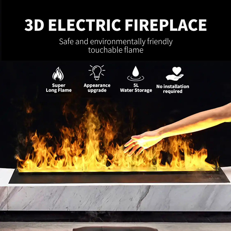 Steam Water Fireplace Flame Humidifier Remote APP Control Indoor Chimney Color Changing LED Wall Mounted Electric Fireplace