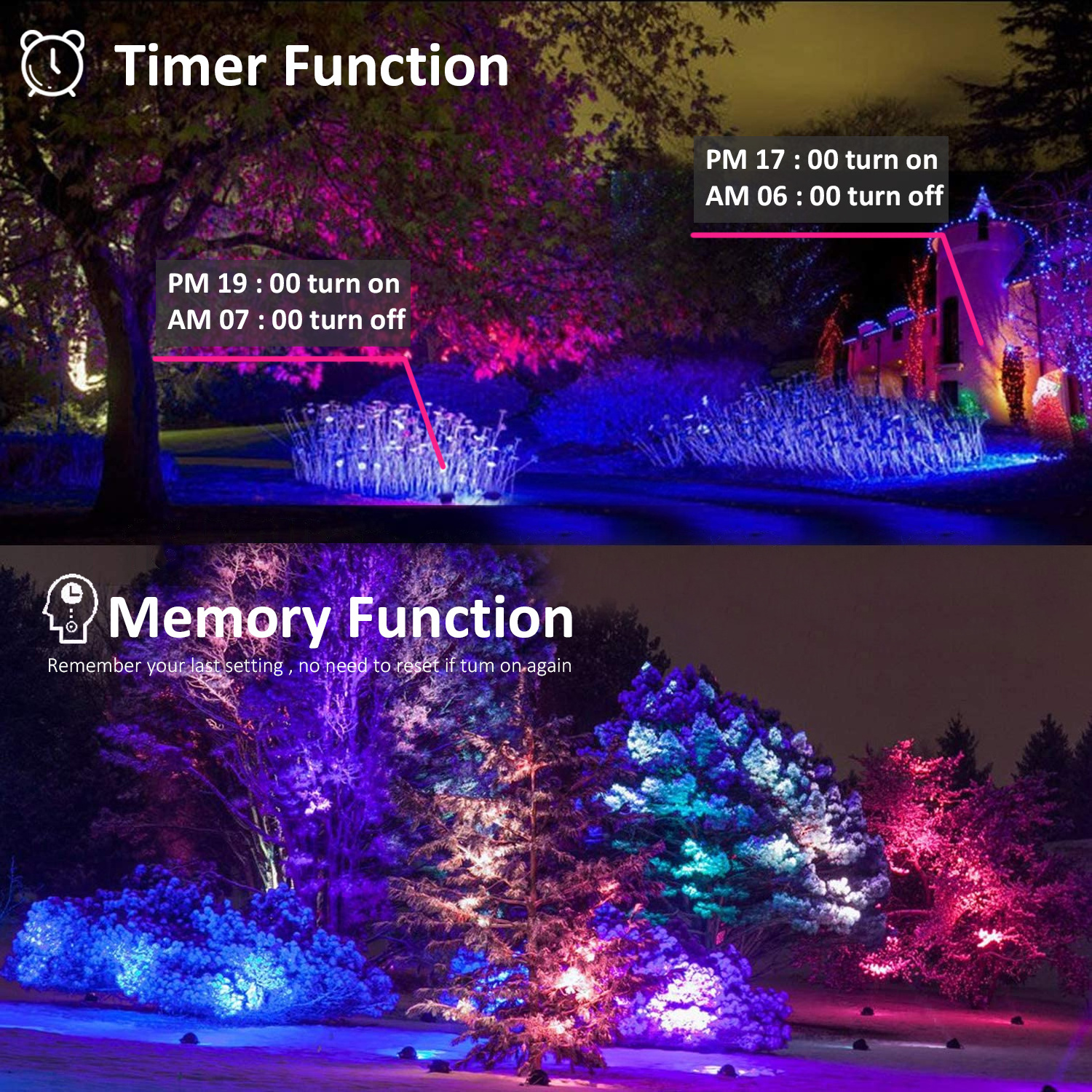 OEM Factory LED Garden Light RGB Color Changing Dimmable Timer WIFI App Control Outdoor Tuya Alexa Google LED Landscape Lighting