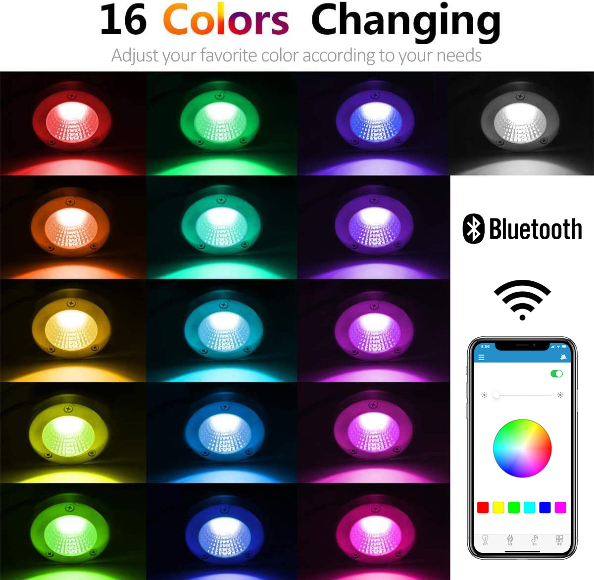 OEM ODM LED Inground Light Smart WIFI APP RGB Color Changing Remote IP65 Waterproof Buried Lamp Recessed LED Underground Lights