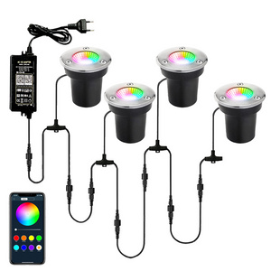 OEM ODM LED Inground Light Smart WIFI APP RGB Color Changing Remote IP65 Waterproof Buried Lamp Recessed LED Underground Lights